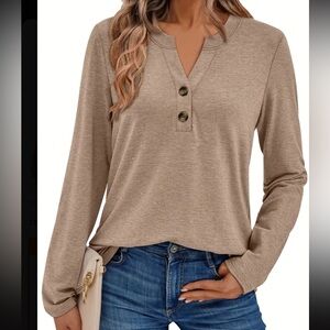 New Elegant Tan Long Sleeve Women's Top